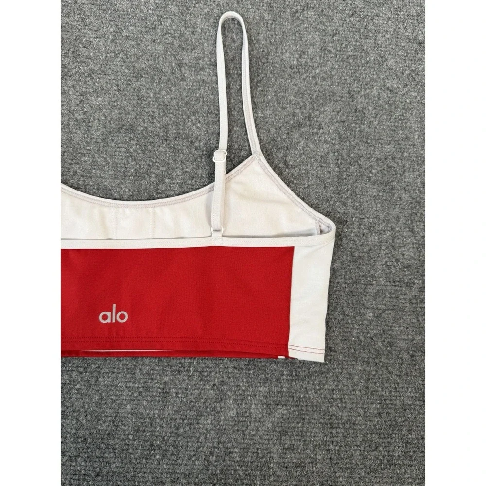 Alo Yoga Airlift Car Club Bra Red White Colorblock Crop Sports Bra Women's M